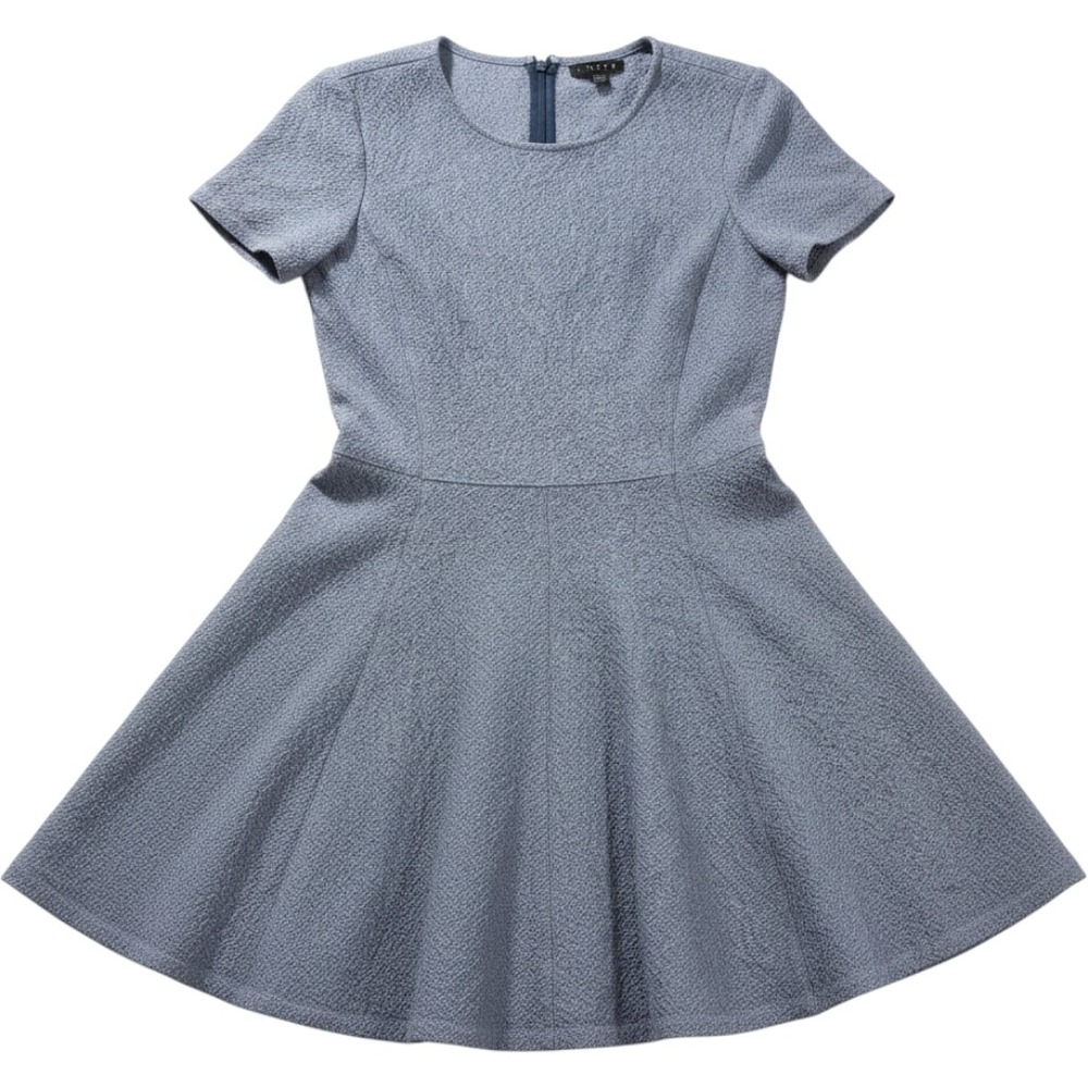 Theory Albita B Fit & Flare Dress Womens 4 Blue Excellent Short Sleeve Skater